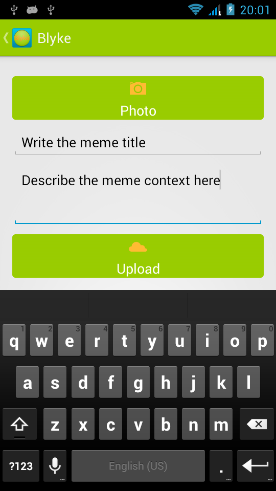 Blyke Android app: Upload meme