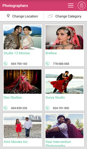 Planshaadi Android app Vendors Listing